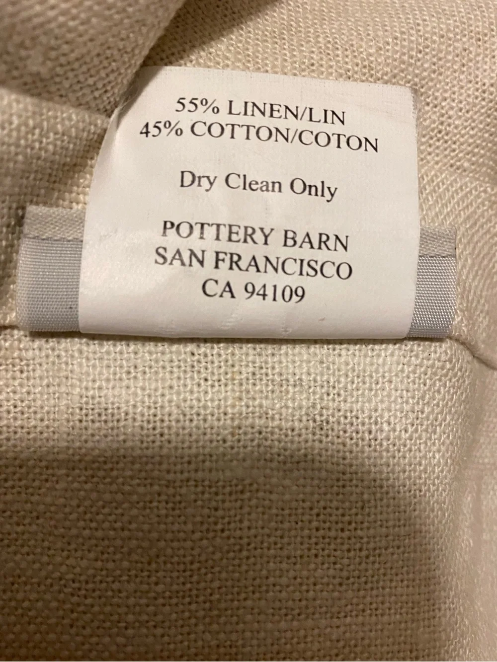 Pottery Barn Natural Linen Blend Curtain Panel in Cream